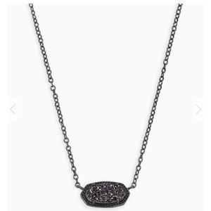 Kendra Scott Elisa Pendant Necklace in Black Drusy